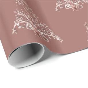 Papier Cadeau Arbre de Noël moderne élégant d'or de rose de r