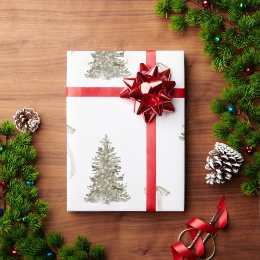 Papier Cadeau Arbre de Noël moderne et Motif arc mignon