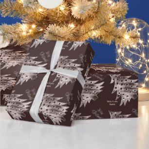 Papier Cadeau Arbre de Noël moderne Motif Élégant Brown