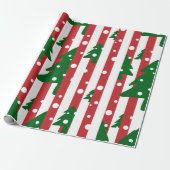 Papier Cadeau Arbre de Noël moderne motif rouge vert rayé (Déroulé)