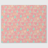 Papier Cadeau Arbre de Noël moderne rose clair (Plat)