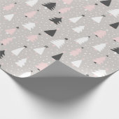 Papier Cadeau Arbre de Noël moderne rose gris noir (Coin)