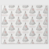 Papier Cadeau Arbre de Noël Moderne Scandi Minimal Rose (Plat)