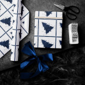Papier Cadeau Arbre de Noël Moody | Classy Dark Navy Bleu