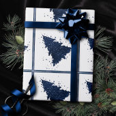 Papier Cadeau Arbre de Noël Moody | Classy Dark Navy Bleu