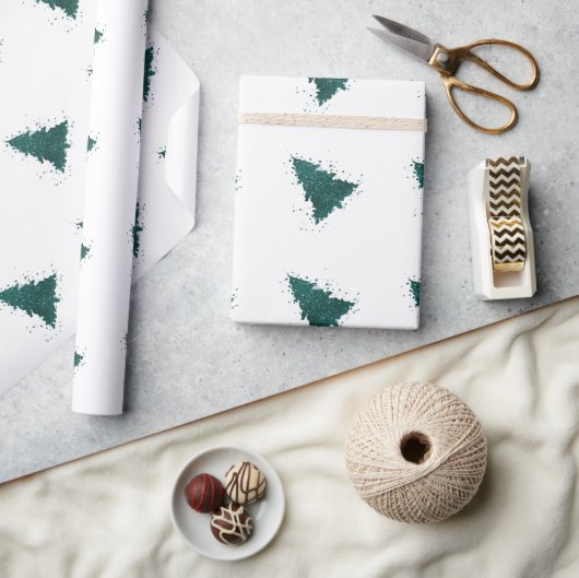 Papier Cadeau Arbre de Noël Moody | Dark Midnight Turquoise Spla (Artisanat)