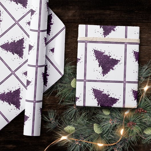 Papier Cadeau Arbre de Noël Moody | Plum profond