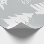 Papier Cadeau Arbre de Noël motif argent blanc (Coin)