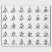 Papier Cadeau Arbre de Noël Motif noir et blanc (Plat)