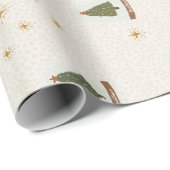 Papier Cadeau Arbre de Noël Neige Globes modernes (Coin rond)