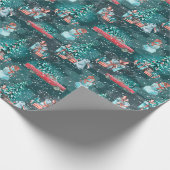 Papier Cadeau Arbre de Noël, Neiges et Lapins Papier à enveloppe (Coin)