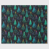 Papier Cadeau Arbre de Noël néon (Plat)