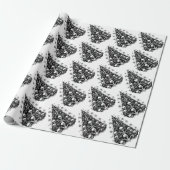 Papier Cadeau Arbre de Noël noir Crânes et os (Déroulé)