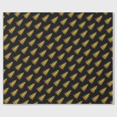 Papier Cadeau Arbre de Noël noir doré moderne (Plat)