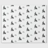 Papier cadeau arbre de Noël noir et blanc (Plat)