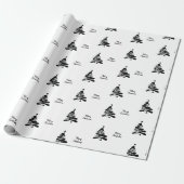 Papier cadeau arbre de Noël noir et blanc (Déroulé)