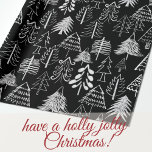 Papier Cadeau Arbre de Noël Noir et Blanc<br><div class="desc">Offrez-vous un cadeau avec ce élégant papier d'enveloppement d'arbre de Noël à la Chalk noire et blanche,  tendance. Passez un merveilleux Noël !</div>