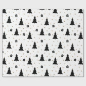 Papier Cadeau Arbre de Noël noir et blanc (Plat)
