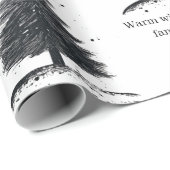 Papier Cadeau Arbre de Noël noir et blanc | Joyeuses fêtes (Coin rond)