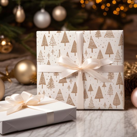 Papier Cadeau Arbre de Noël noir et blanc moderne