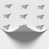 Papier Cadeau Arbre de Noël noir et blanc simple Star Gold (Coin)