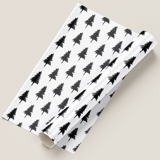 Papier Cadeau Arbre De Noël Noir Et Blanc Très Simple