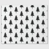 Papier Cadeau Arbre De Noël Noir Et Blanc Très Simple (Plat)