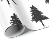 Papier Cadeau Arbre De Noël Noir Et Blanc Très Simple (Coin rond)