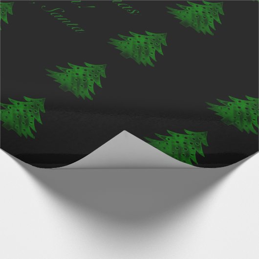 Papier Cadeau Arbre de Noël noir et vert Motif Ajouter du texte (Coin)