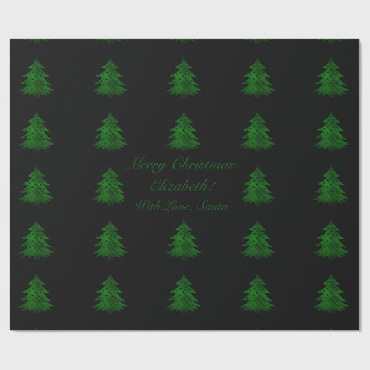 Papier Cadeau Arbre de Noël noir et vert Motif Ajouter du texte (Plat)