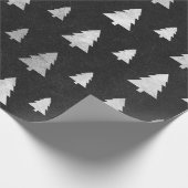 Papier Cadeau Arbre de Noël Nouvel An Argent Noir (Coin)