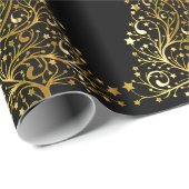 Papier Cadeau Arbre de Noël Or élégant (Coin rond)