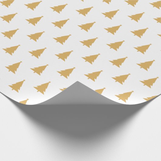 Papier Cadeau Arbre de Noël Or Motif en blanc (Coin)