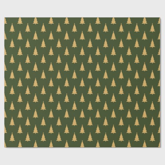 Papier Cadeau Arbre de Noël Or Motif sur vert (Plat)