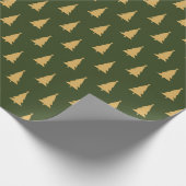 Papier Cadeau Arbre de Noël Or Motif sur vert (Coin)