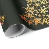 Papier Cadeau Arbre de Noël Or Papier d'enveloppement vert foncé (Coin rond)