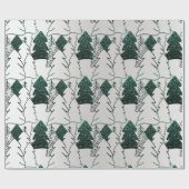 Papier Cadeau Arbre de Noël Parties scintillant vert Argent gris (Plat)