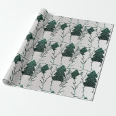 Papier Cadeau Arbre de Noël Parties scintillant vert Argent gris (Déroulé)