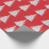 Papier Cadeau Arbre de Noël patriotique sur rouge avec des floco (Coin)