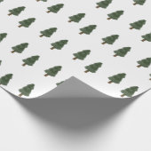 Papier Cadeau Arbre de Noël peint à la main de pin, rustique, (Coin)