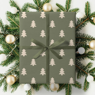 Papier Cadeau Arbre de Noël pin minimaliste neutre boho hiver