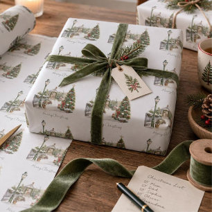 Papier Cadeau Arbre de Noël Pine d'eau de la ferme d'hiver de ne