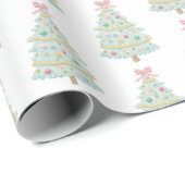 Papier Cadeau Arbre de Noël Pink Preppy (Coin rond)