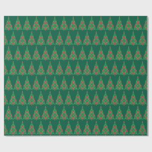 papier cadeau arbre de Noël pixelisé