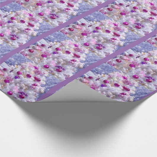 Papier Cadeau Arbre de Noël pourpre (Coin)