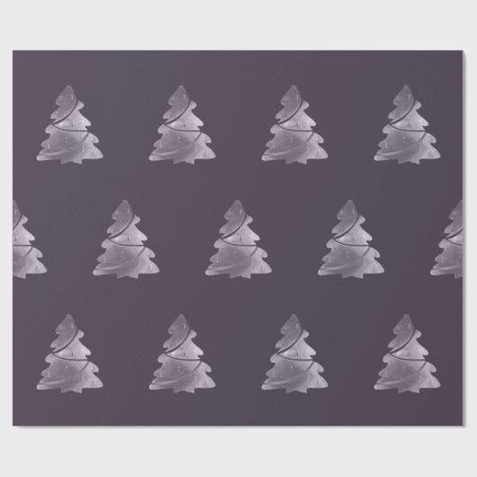 Papier Cadeau Arbre de Noël pourpre Motif aubergine aubergine (Plat)