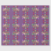 Papier Cadeau Arbre de Noël pourpre sur camion (Plat)