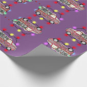 Papier Cadeau Arbre de Noël pourpre sur camion (Coin)