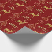 Papier Cadeau Arbre de Noël Red and Gold Scribble / Cerf (Coin)