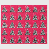 Papier Cadeau Arbre de Noël Red Zebra (Plat)